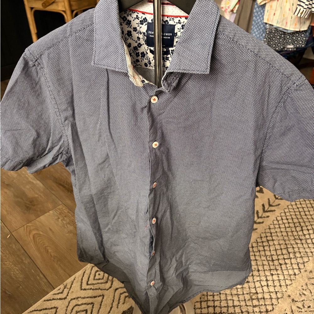 Denim & Flower Navy Button Down Shirt